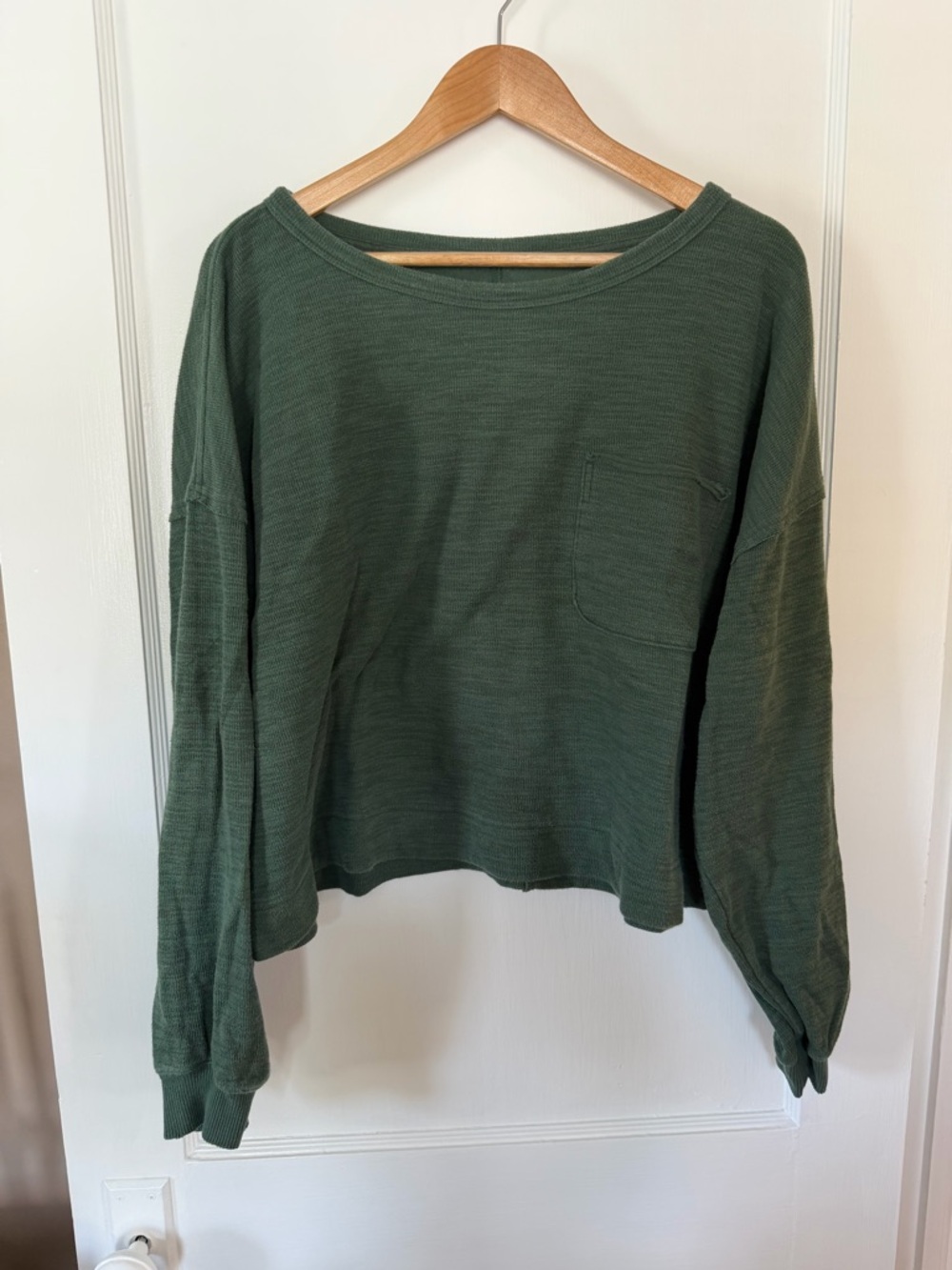 Aerie Green Crop Crew Long Sleeve Top